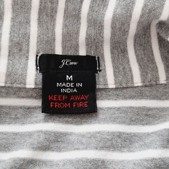 J. CREW | Button Down Long Sleeve Pajama Top Grey & White Stripe Sleepwear Sz M - Picture 10 of 12